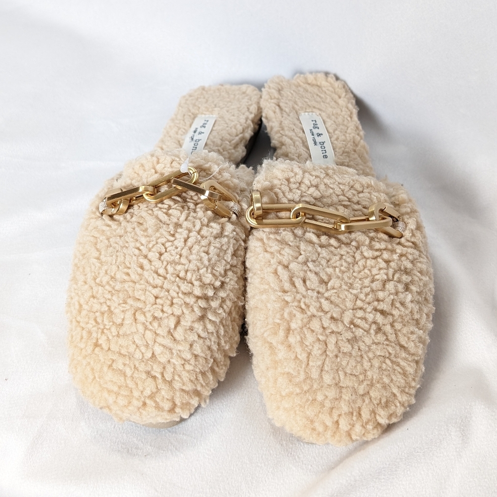 Nwob Rag & Bone Beige Essex Faux Shearling Chain … - image 3